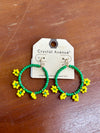 Flower Seed Bead Hoop Earrings