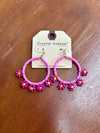 Flower Seed Bead Hoop Earrings