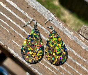 Peacock Confetti Drop Earrings