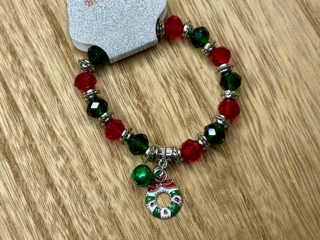 Christmas Crystal Beaded Bracelets (Silver)