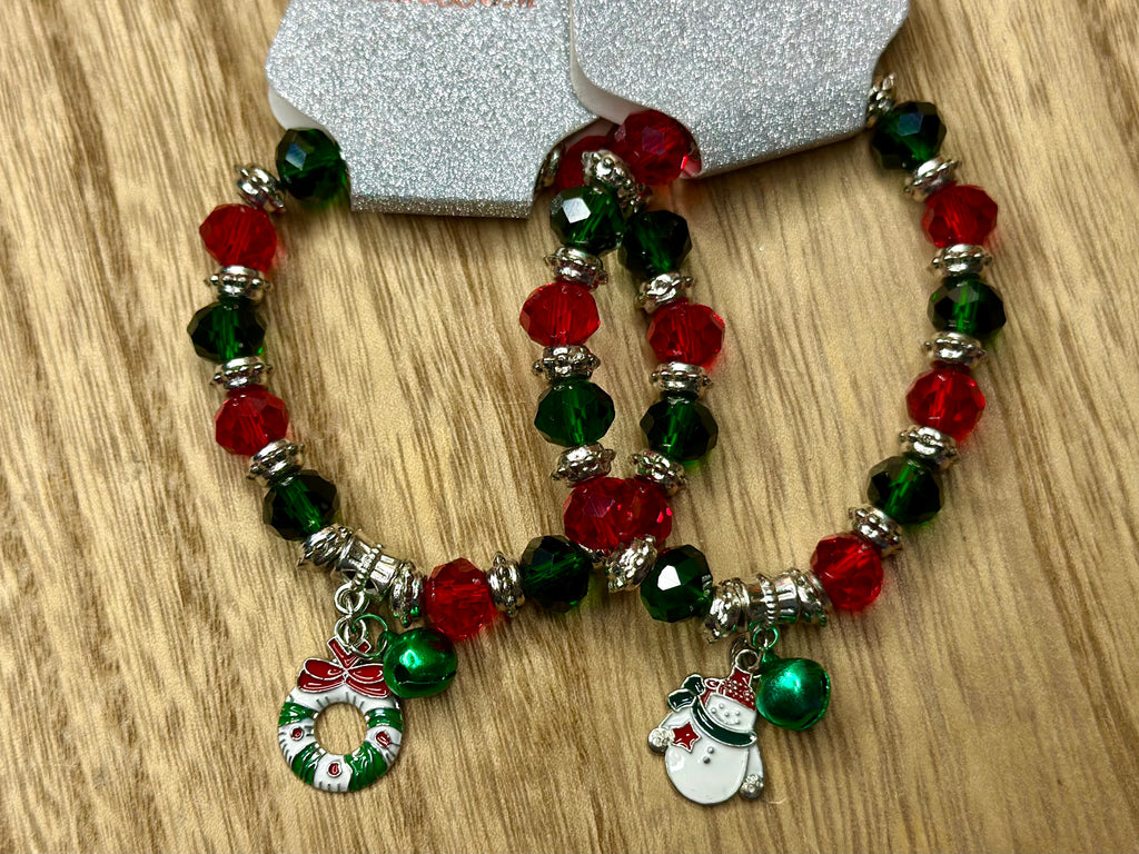 Christmas Crystal Beaded Bracelets (Silver)