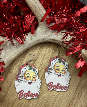 Believe (Classic Santa) Christmas Earrings