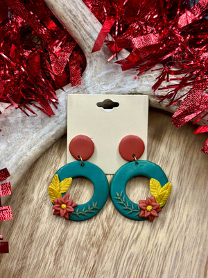 Poinsettia Christmas Earrings