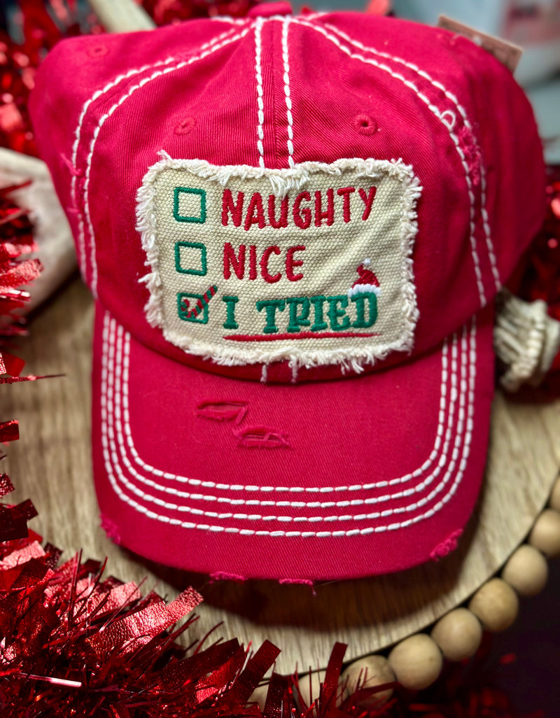 Naughty, Nice, I Tried Christmas Hat