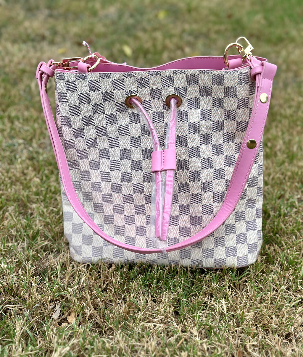 Checkered Bucket Bag