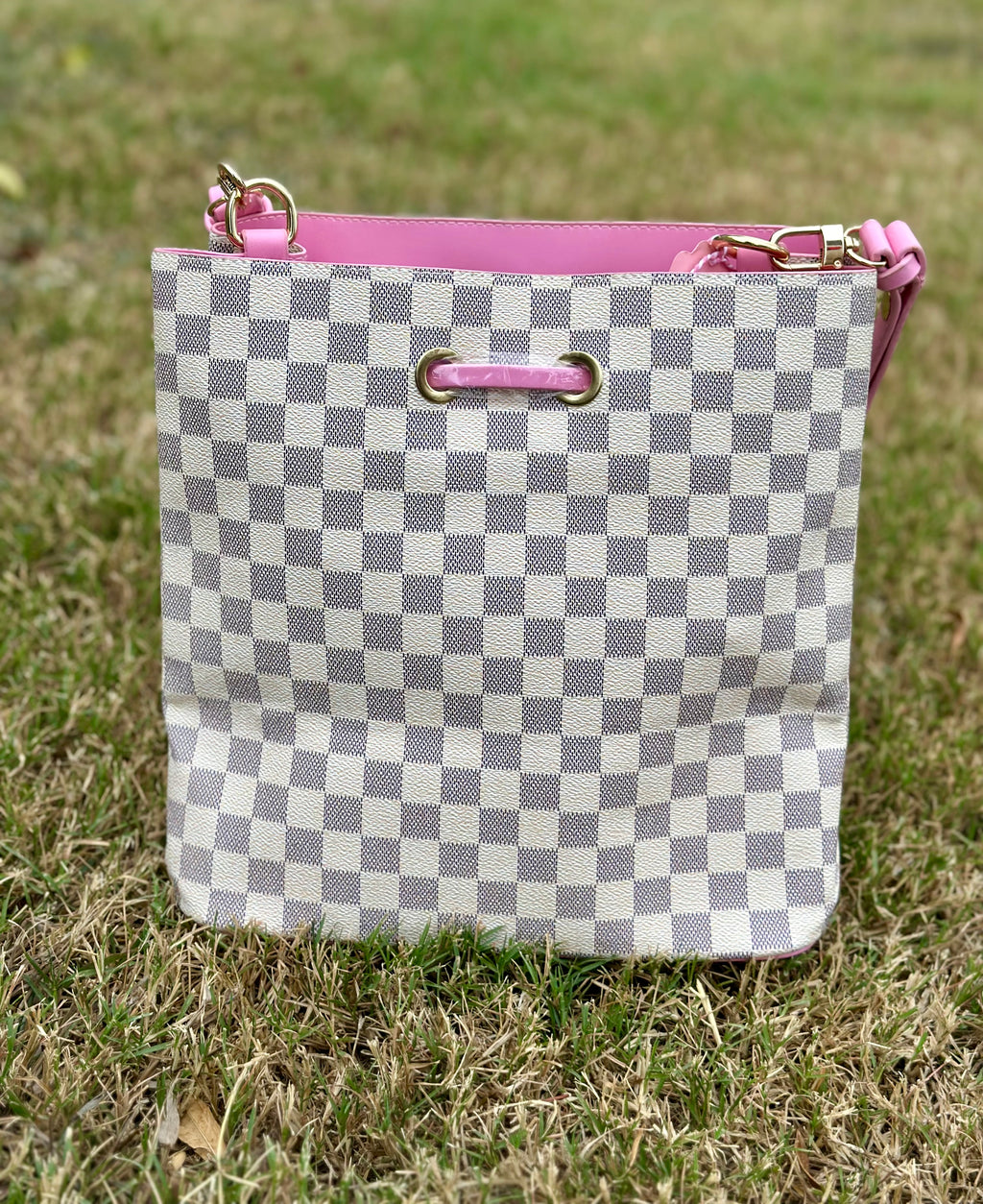 Checkered Bucket Bag